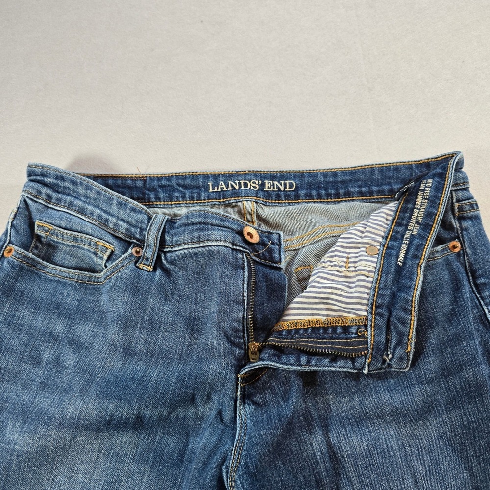 Lands End Mid Rise Straight Leg Jeans Womens 10 Petite Blue Denim Medium Wash - Picture 4 of 7